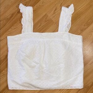 GAP White Eyelet Poplin Sleeveless Top XL Tall Coastal Cottagecore Spring